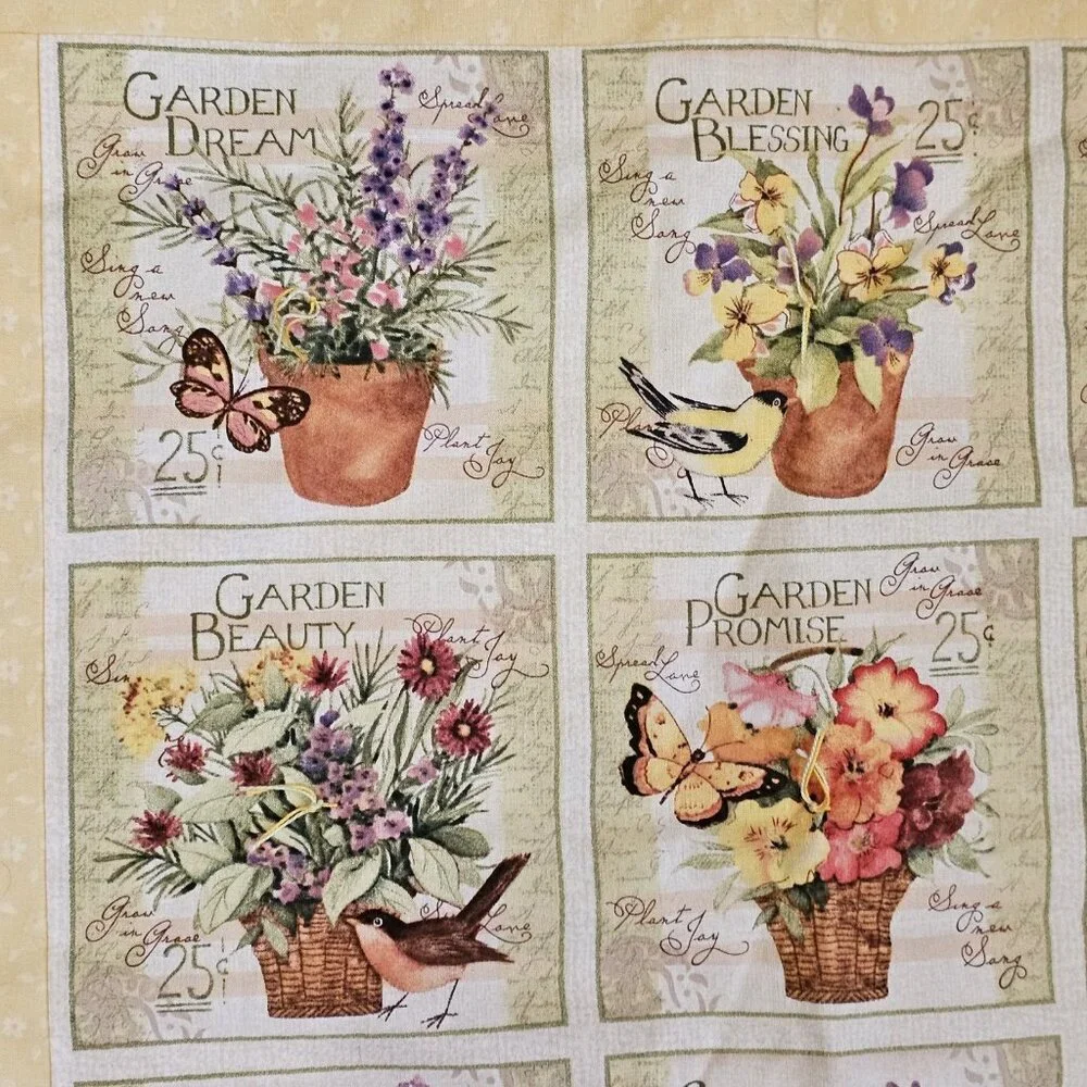 Susan Winget Garden Blessing Block Quilted Tapestry Floral‎ Birds Wall Decor